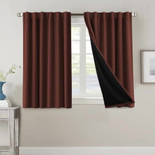 100% Blackout Curtains with Black Liner, Thermal Insulated, Rust, 2 Panels, 45", Back Tab/Rod Pocket – Compatible with Standard Rods