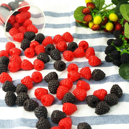 24-Piece Realistic Artificial Raspberries – 12 Red, 12 1