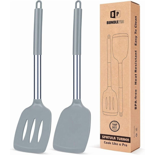 2-Pack Silicone Solid Turners, Heat-Resistant & BPA-Free