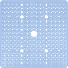 Tappetino doccia antiscivolo XL 27x27 pollici Nero/Blu Acquamarina