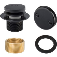Tip-Toe Bathtub Drain Trim Set w/ 2-Hole Overflow Faceplate, Universal Fine/Coarse Thread – Matte Black