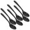 6 Black Melamine Soup Spoons, 18 cm, Durable Tableware 1