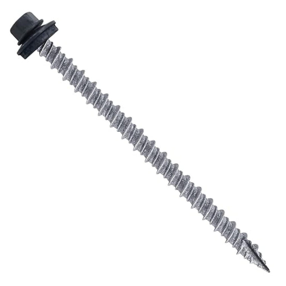 #10 Metal Roofing Screws: 250 Pcs, 3" Hex Head, Charcoal, Self-Tapping For Metal-To-Wood, Epdm Washer, Compatible With Corrugated Roofing 9426043227708