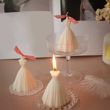 Vela aromática con forma de vestido de novia, hecha a mano, 1 pieza.