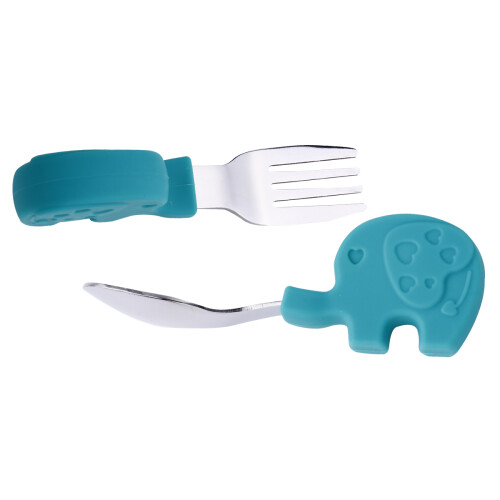2Sets Training Bestekset Baby's Silicone Lepels En 1