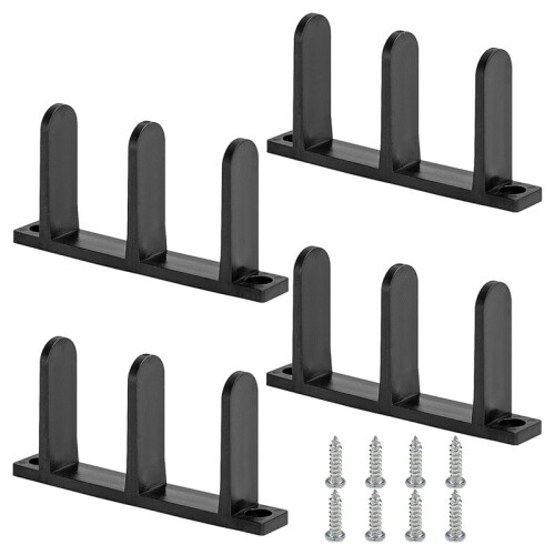 4-Pack Sliding Closet Door Floor Guide - Universal Fit for 1-3/8" Thick Doors, Black with Installation Screws