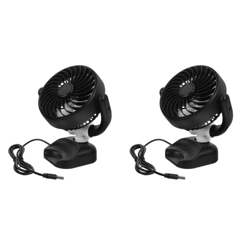 2St USB Auto Dashboard Ventilator Zwart Plastic Stil Voor Koeling 2