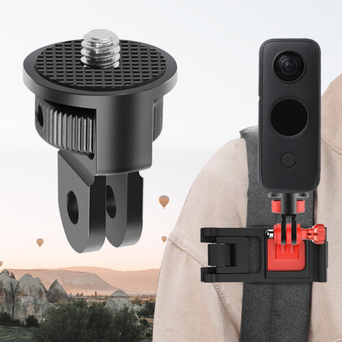 Adaptador de tripé com rosca de 1/4" em liga de alumínio, suporte giratório de 360 para câmeras Insta-360One de 10 e 9 polegadas. 2