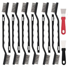 12 Pcs Stainless Steel Wire Brush Set, Wire Scratch Brush with Curved Handle, Cleaning Weld Slag and Rust