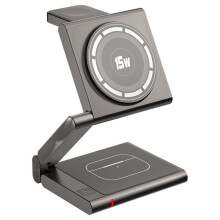 Fast Wireless Charging Station Foldable for Travel,Modern All Aluminum Alloy Body 4 in 1 Wireless Charger Titanium