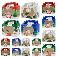 Christmas Goodie Boxes 24 Pieces Reusable Storage Container Christmas Bakery Treat Box with Window for Pastries Biscuit