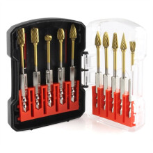 10PCS Titanium Gold Carbide Burr Set