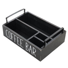 Aufbewahrungsbox Aus Holz mit Mehreren Fächern für Kaffee, Teebeutel, Pappbecher - Praktische Aufbewahrungsbox für die Küchenarbeitsplatte