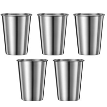Bicchieri da Pinta In Acciaio Inossidabile da 500 Ml, Bicchieri per Acqua Infrangibili, Bicchieri In Metallo Riutilizzabili e Impilabili per Bambini,