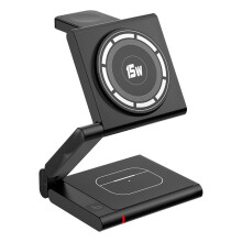 Fast Wireless Charging Station,Foldable for Travel,Modern All Aluminum Alloy Body 4 in 1 Wireless Charger Black