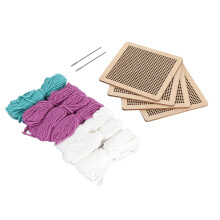Kit de broderie au point de croix motif floral violet 4 pièces