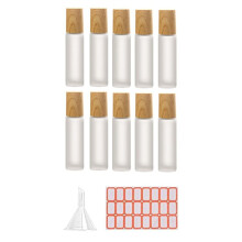 10Pcs 5ML Roll- Bottle Small Cosmetic Packing Perfume Bottles Liquid Container Roll- Bottle for Travel Wood