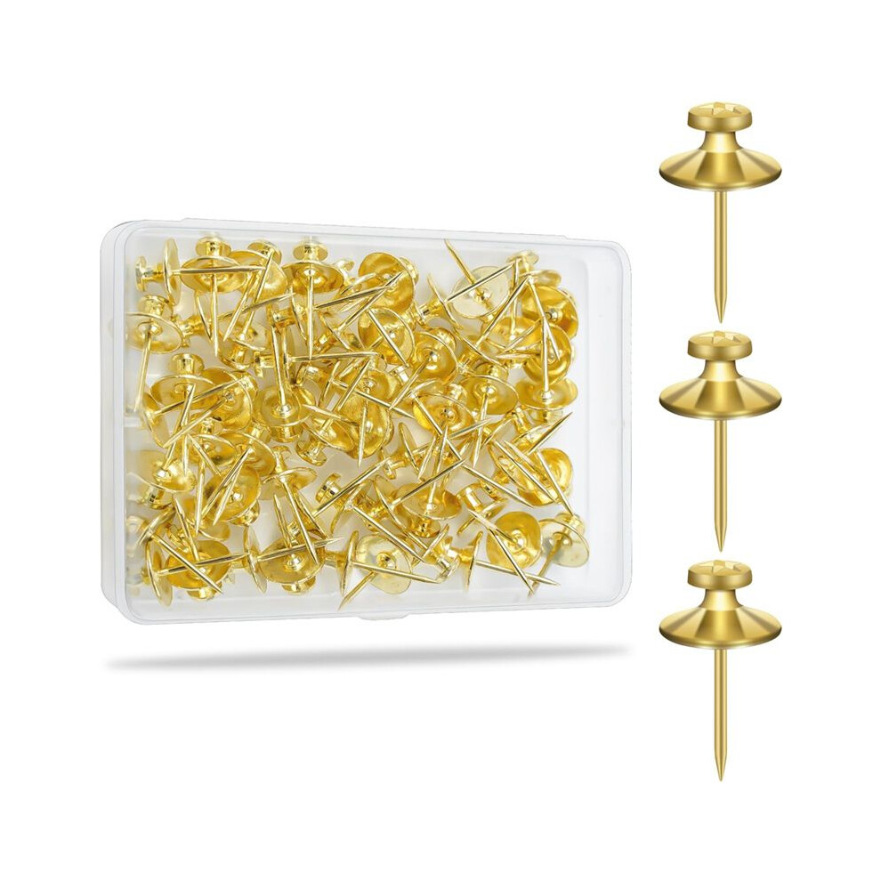 60Pcs Double Headed Nails For Hanging Pictures, Wall Hangers Without Nails Thumb Tacks For Wall,Gold 4712970597461