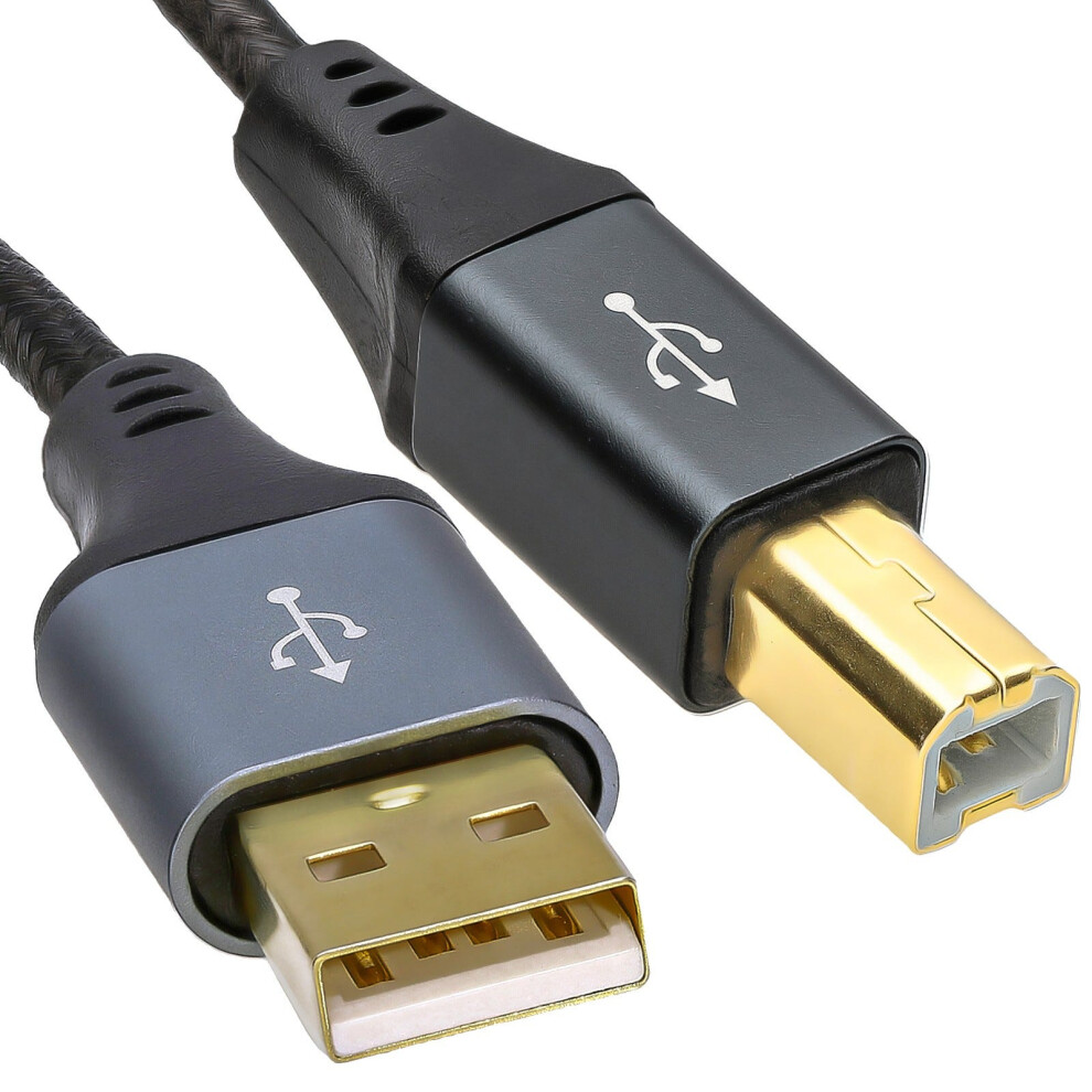 Kenable Pro Metal Usb 2.0 24Awg Printer Cable Lead A Plug To B Male Braided 0.5M 50Cm