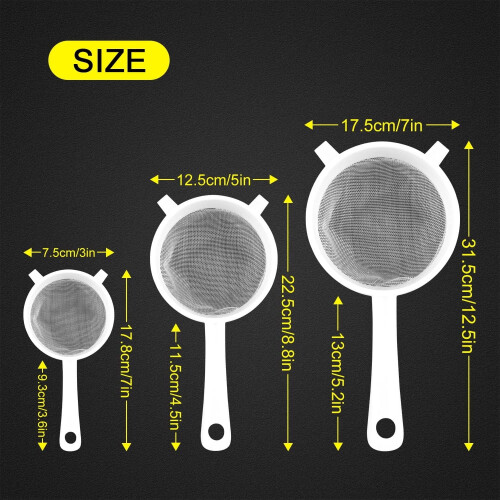 Sada 3 nylonových sítek – 3", 4,7", 7" s rukojetí 1