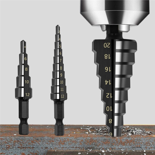 Hexagonal Shank Straight  Black Step Drill Bit 4-12mm,4-20mm,4-32mm,3-12mm Reaming Step Drill Tower Drill Tool 2