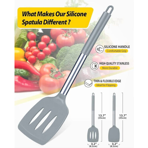 2-Pack Silicone Solid Turners, Heat-Resistant & BPA-Free 1
