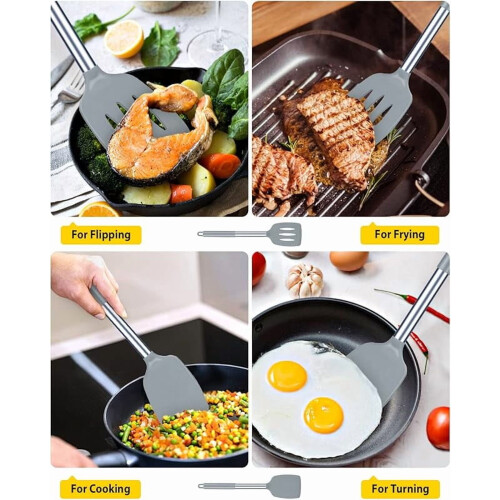 2-Pack Silicone Solid Turners, Heat-Resistant & BPA-Free 2