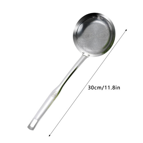 Colher escumadeira de aço inoxidável com malha fina de 30 cm (11,8 polegadas) 1