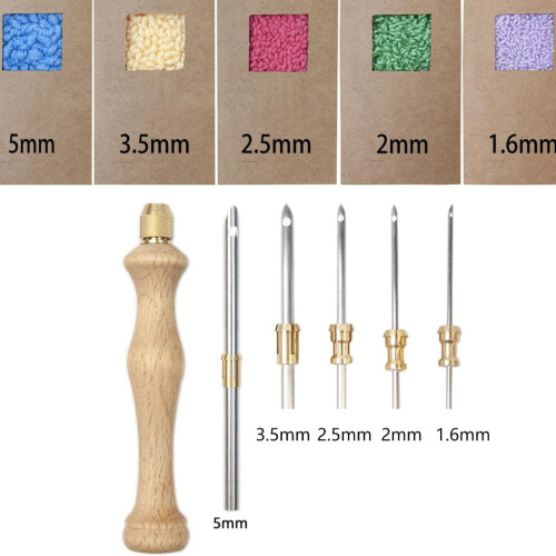 Stickset mit Punch-Needle-Technik, Holzgriff und 5 Spitzen 1