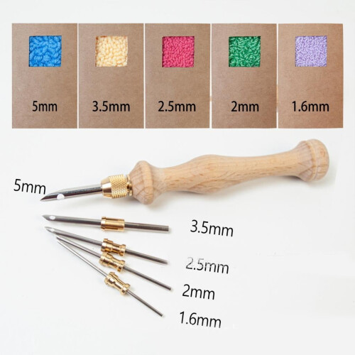 Stickset mit Punch-Needle-Technik, Holzgriff und 5 Spitzen 2