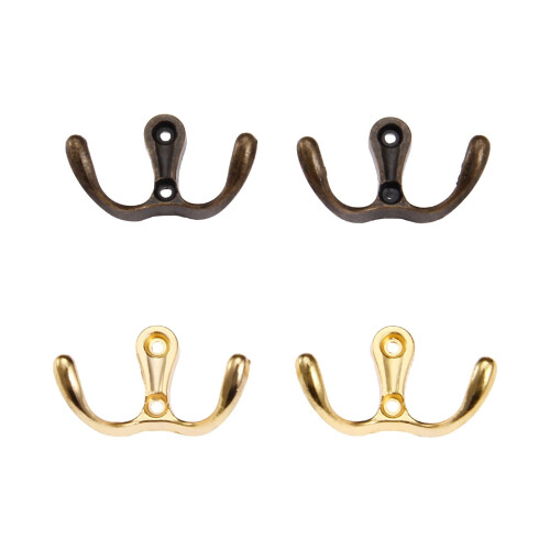 Badrumsdörrkrokar i antik brons, set med 2 st, 53x30mm 2