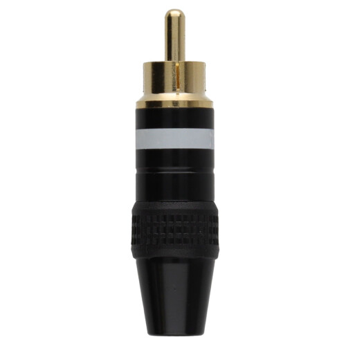 kenable Gold-Plated RCA Phono Plug with White Ring Black Metal Design