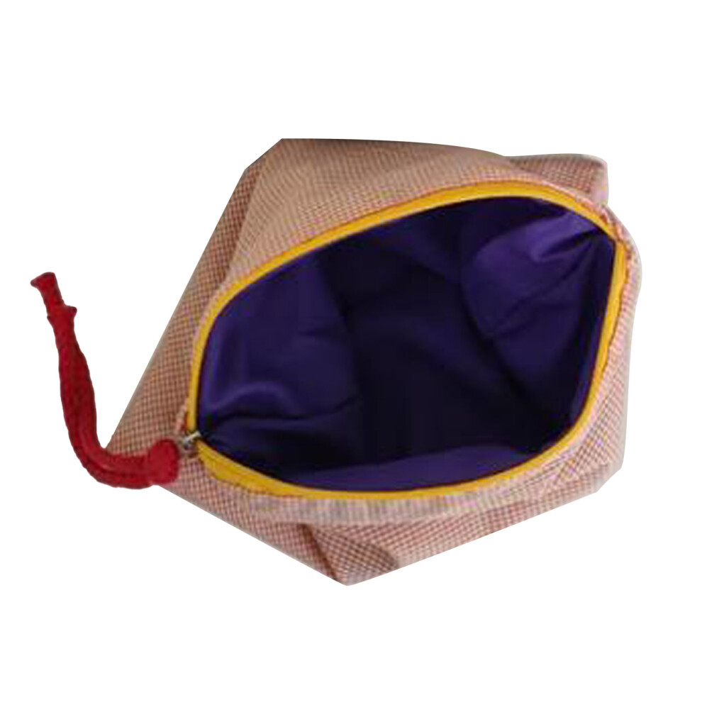 Orange Large Capacity Waterproof Oxford Makeup Bag, Portable Toiletry Organizer Â Grid