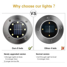 4 Pcs 8LED Solar Power Disk Light Outdoor Garden Solar Underground Light Deck Light Spotlight Buried Solar Led Lamp