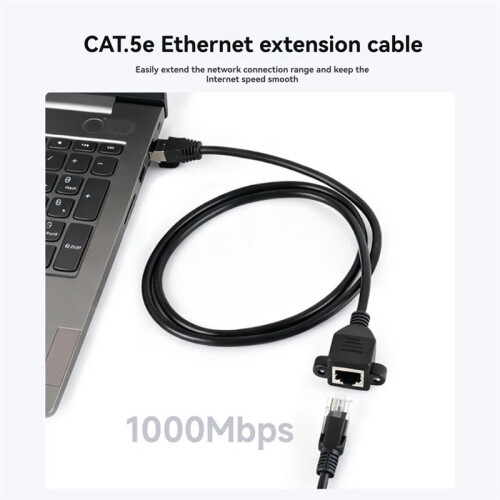 RJ45 CAT.5e Ethernet Extension Cable with Effective Interference Shielding 1M PVC Broadband Network Cable Extender 2