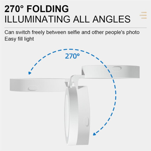 Magnetic Light Foldable and Expandable Dual-Color Temperature Selfie Light with Mirror, for Vlogging, Live Streaming, Ph 2
