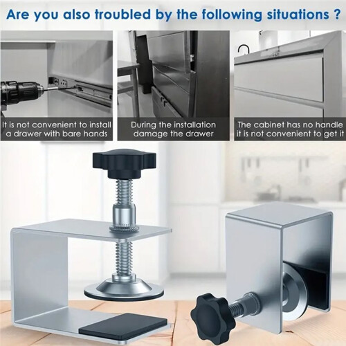 Woodworking C Clamps Set, Cabinet Jig Drawer Fixing Clip, Door Handle Installation Tool for Front Knobs and Pulls 6Pcs 2