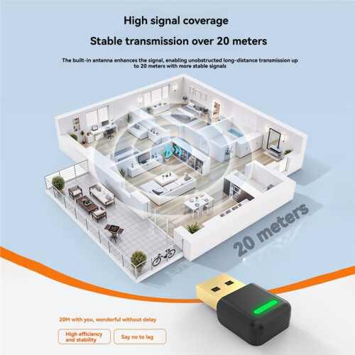 Wireless  6.0 Adapter USB Computer Wireless Receiver Audio Adapter Driver-Free 20M Stable Transmission 2