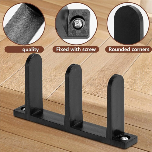 4-Pack Sliding Closet Door Floor Guide - Universal Fit for 1-3/8" Thick Doors, Black with Installation Screws 1