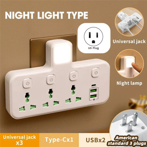 Multi Outlet Power Strip Wall Socket Universal Network Filter USB Charger Separate  Adapter with Light US Plug 2