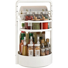Rotating Spice Rack with Paper Towel Holder, 2-Tier Metal