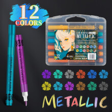 12-farbige Metallic-Acrylmarker mit 1-5 mm Spitzen