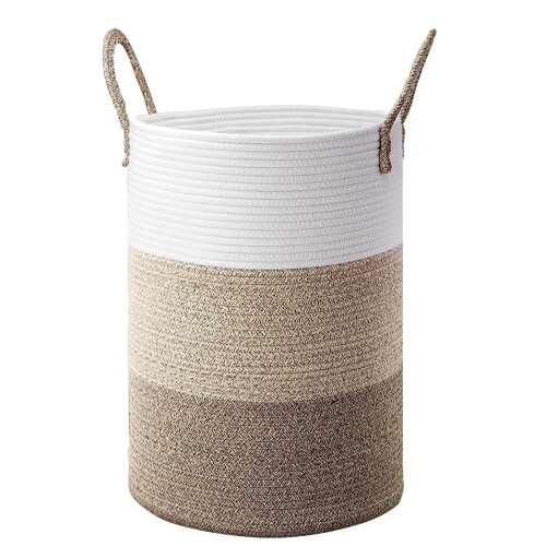 Hand-Woven Rope Storage Basket Foldable Brown