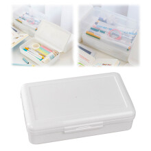 1 Storage Box Transparent Plastic Pencil Case Korean Style Large Capacity Stationery Box for Sketching Makeup &