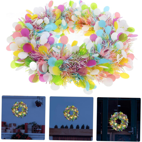 15.7" Spring Wreath with Lights for Door Wall Window