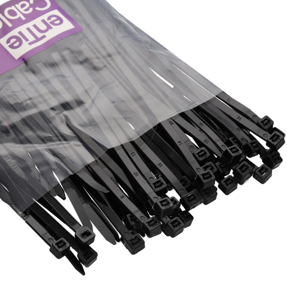 Entie Black Outdoor Cable Ties 4.8Mm X 500Mm Pa66 Water/Uv Resistant [100 Pack] 5054338120058