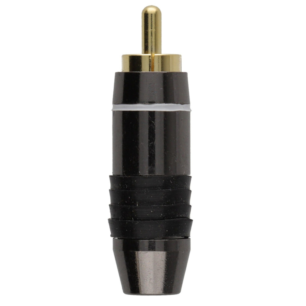 Plated Rca Phono Plug With Ring With Durable Metal Construction Gold/White 5051259199651