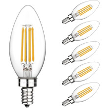 E12 Dimmable LED Candle Bulb 6W 3000K Clear 6-Pack