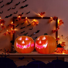 LED-hehkuva kurpitsankoriste sisä- ja ulkokäyttöön Halloweeniin