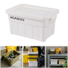 Storage Box, storage bins with lids, Plastic Tote with Secure Snap-On Lid, Stackable for Attic, Garage, Basement(White, 6.0*5.2*4.3")